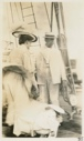 Image of Commander and Mrs. Robert E. Peary on deck of S.S. Roosevelt, and Robert , jr.